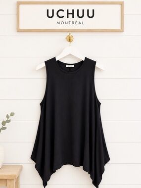 UCHUU Montreal Black Asymmetrical Tunic Size 1/S